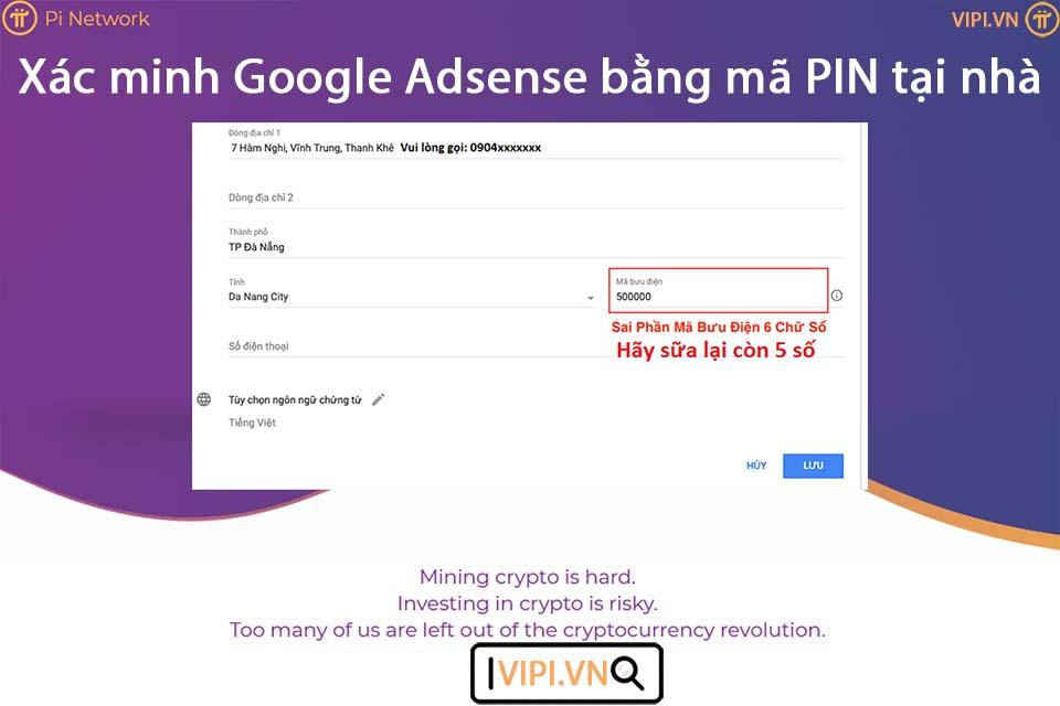 Xác minh Google Adsense bằng mã PIN tại nhà