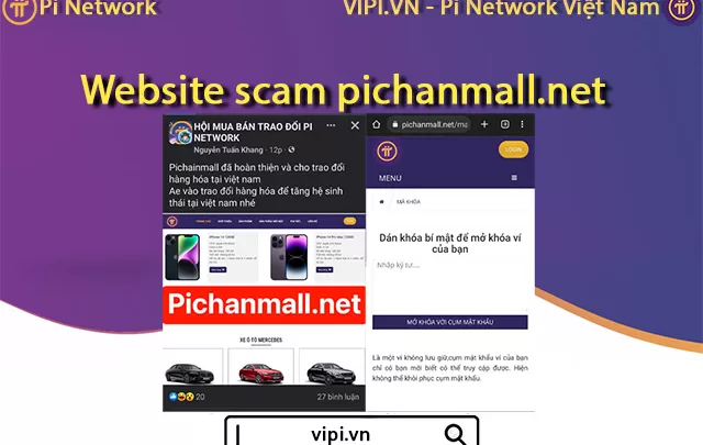Website scam pichanmall.net - Pi Network Việt Nam